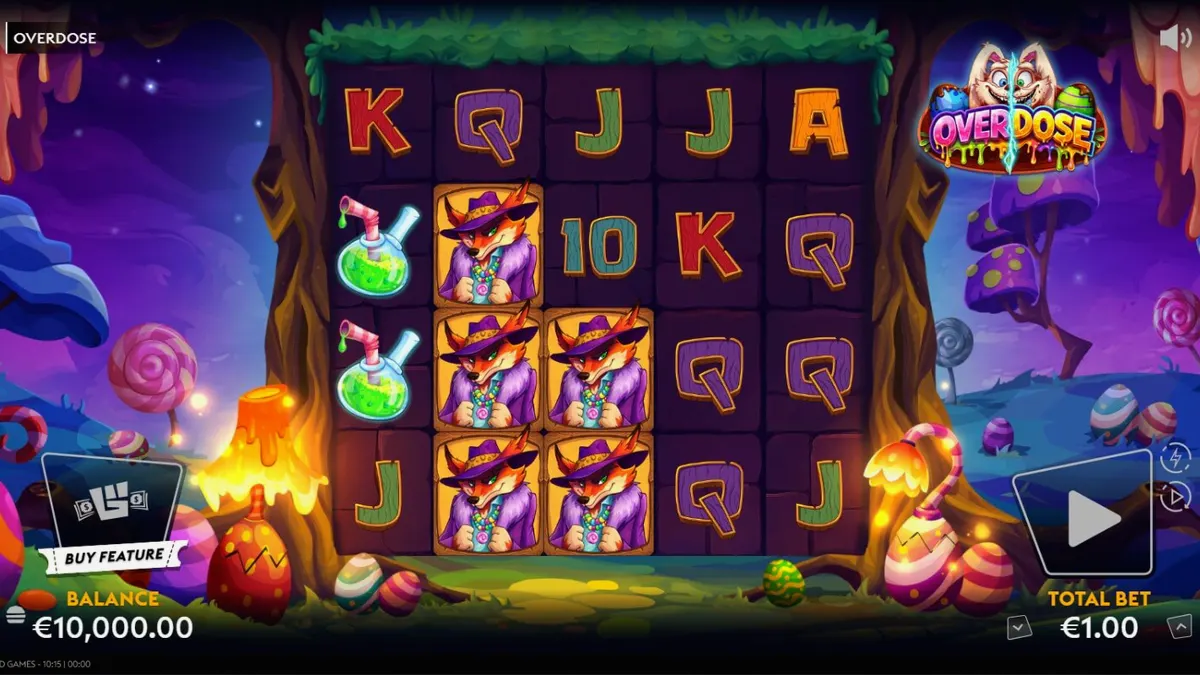 Tampilan visual slot Overdose dengan tema Paskah yang unik dan intens