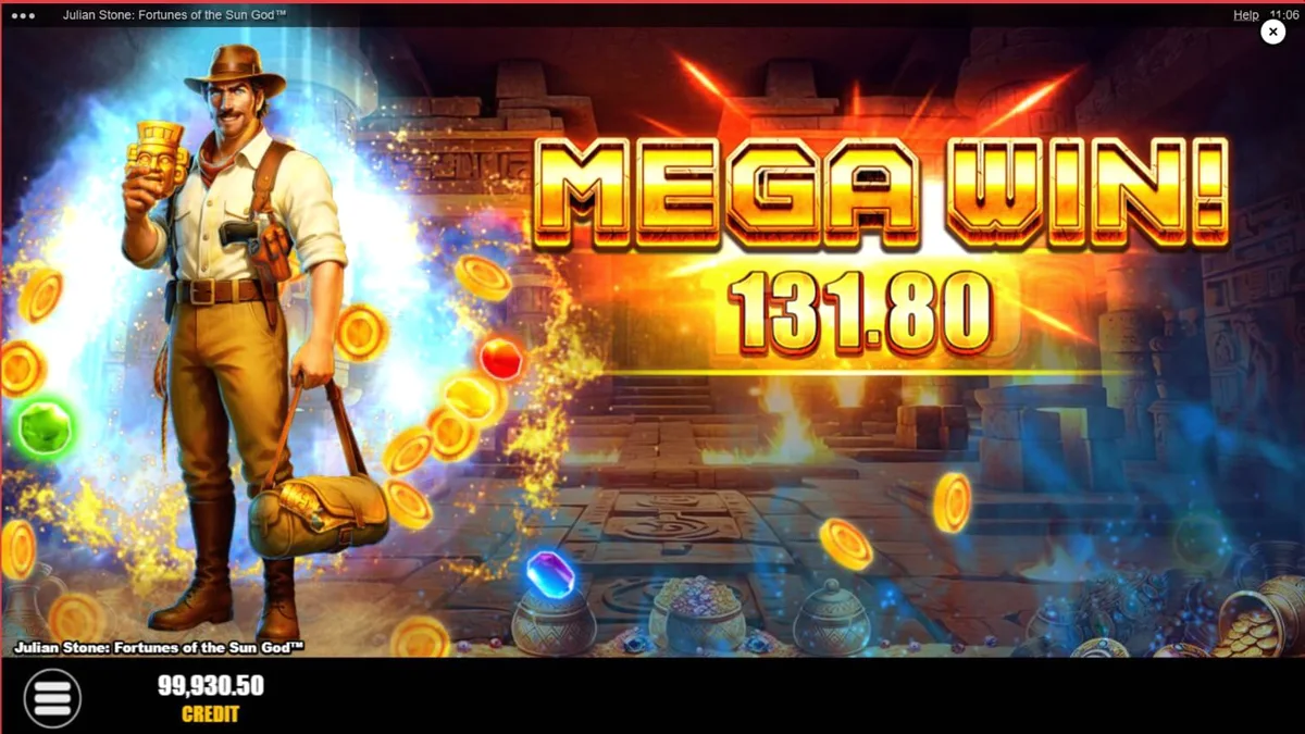 Julian Stone: Fortunes of the Sun God slot machine interface